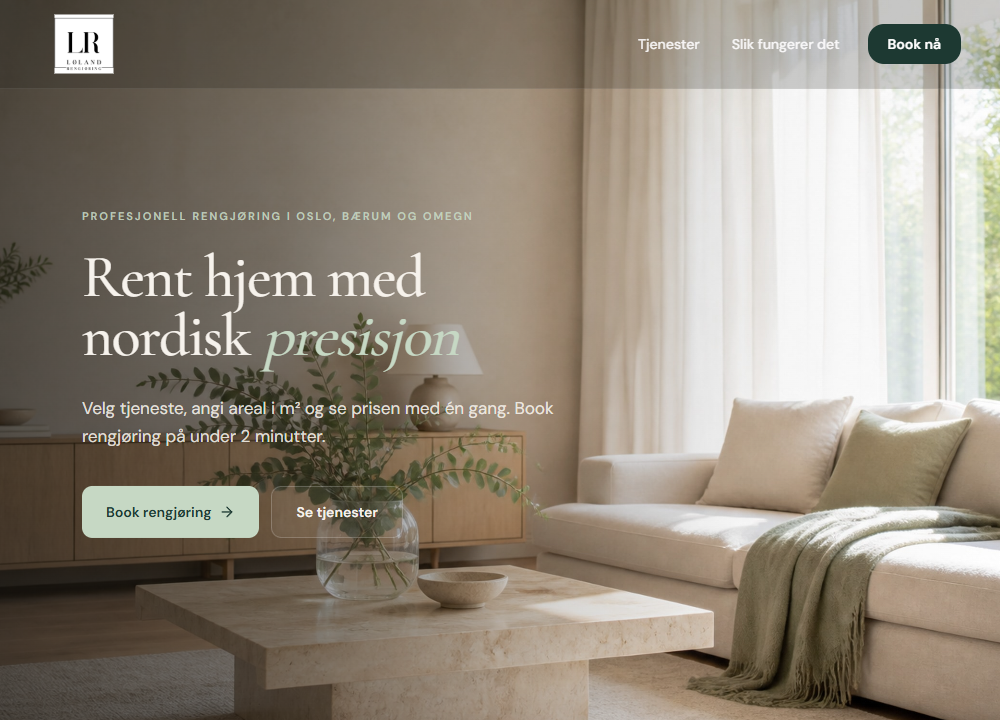 Skjermbilde av Loland Rengjøring sin nettside
