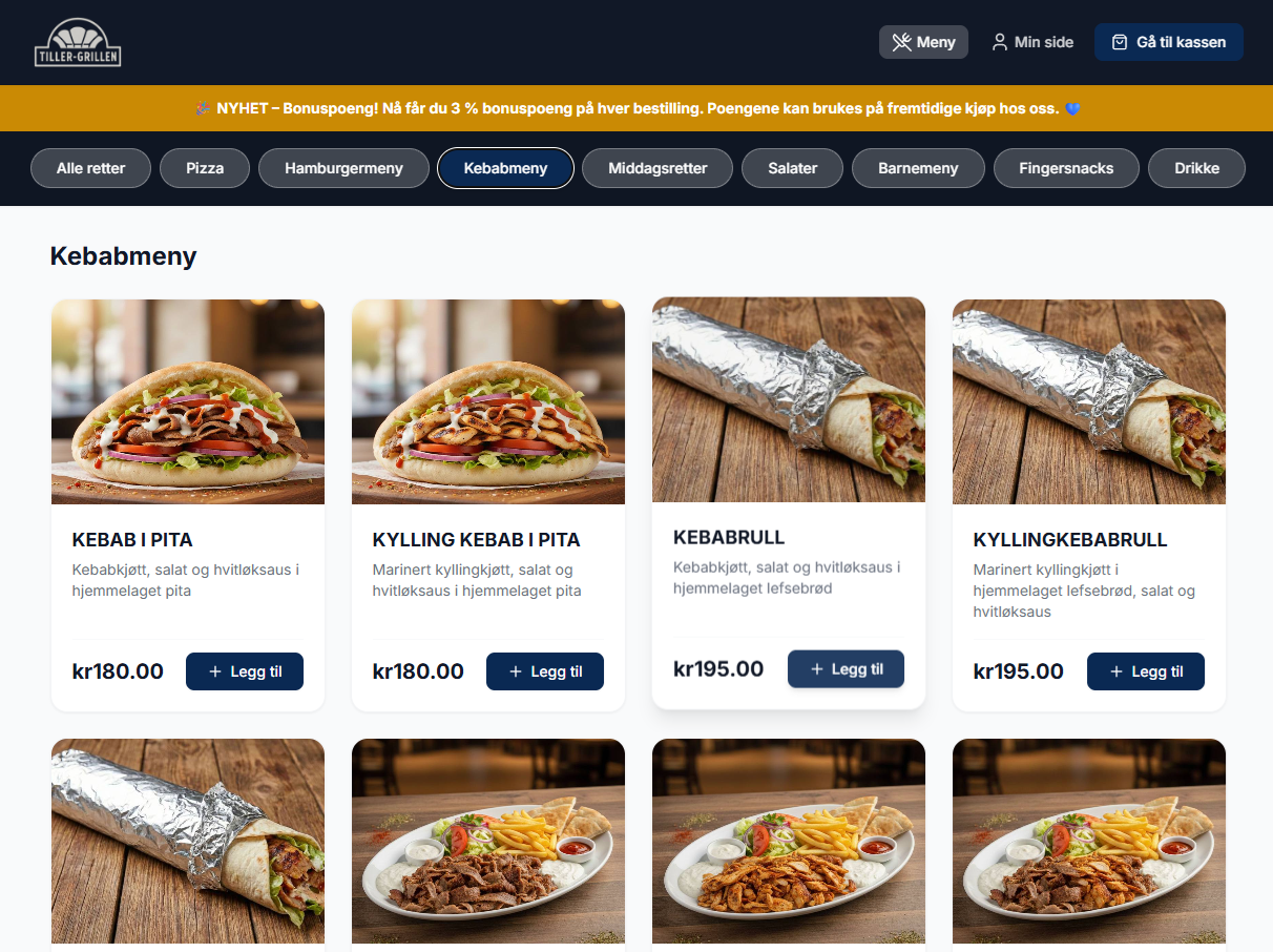 Skjermbilde av Tillergrillen sin nettside